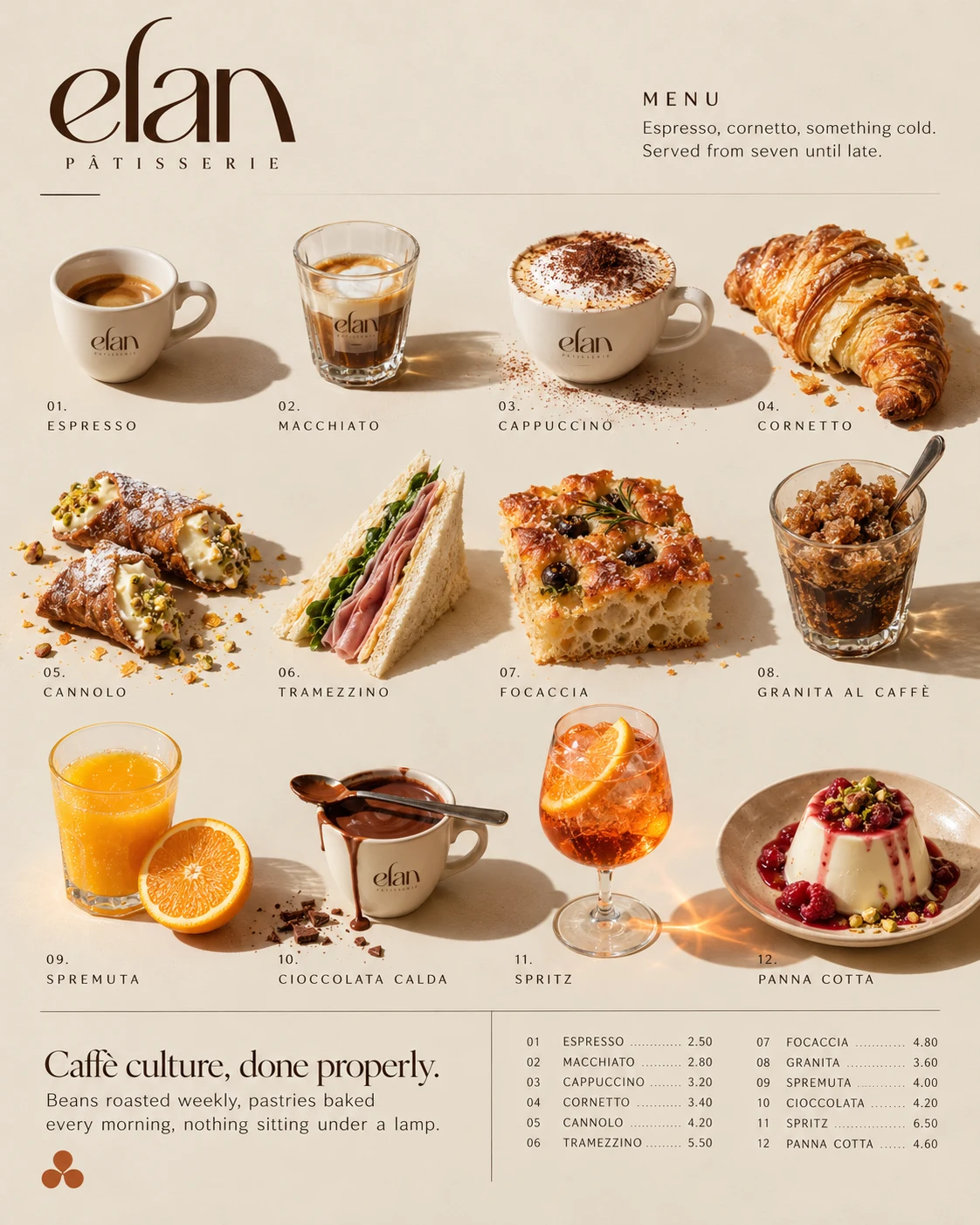 Elan Pâtisserie Menu Poster