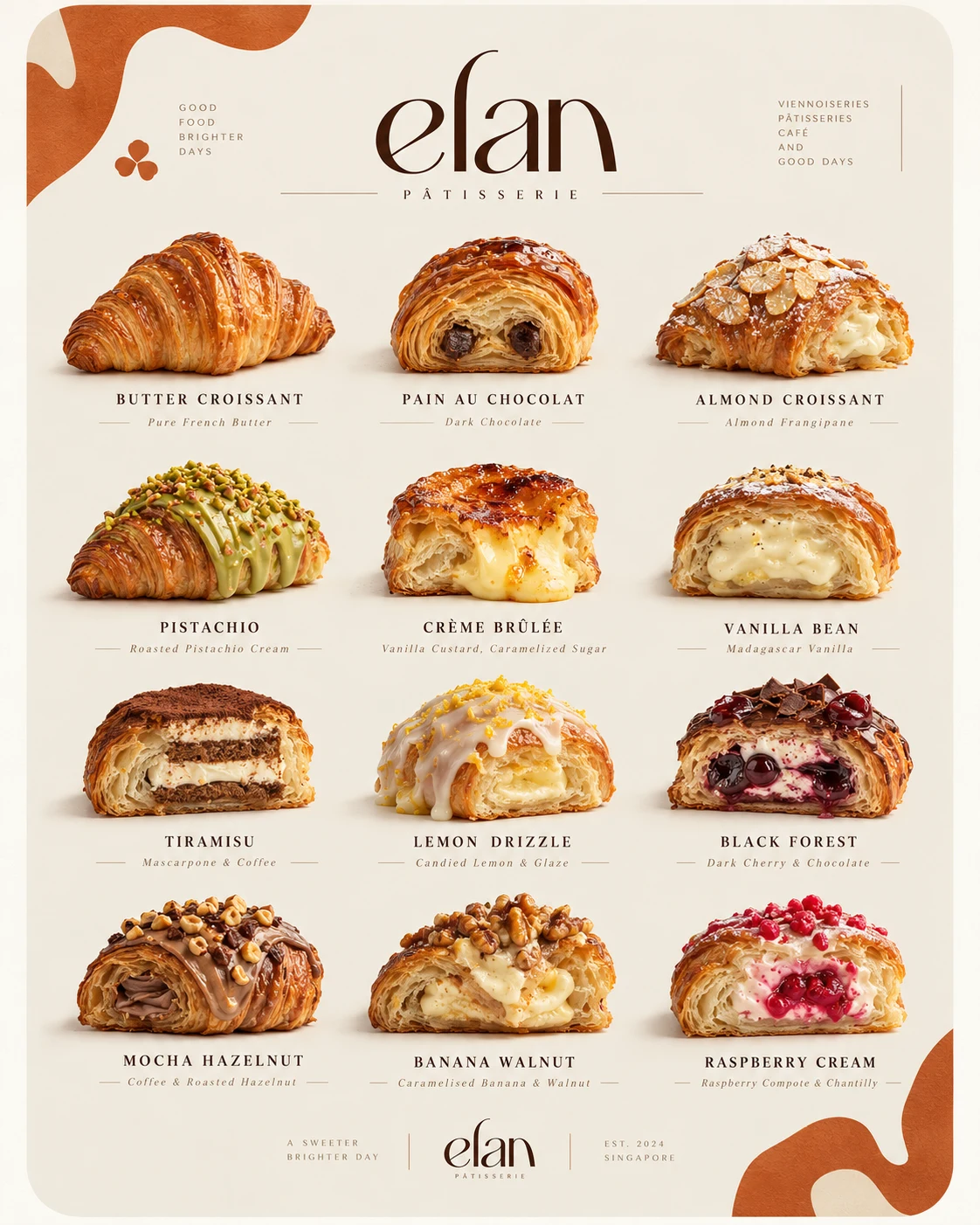 Elegant Elan Pâtisserie Menu
