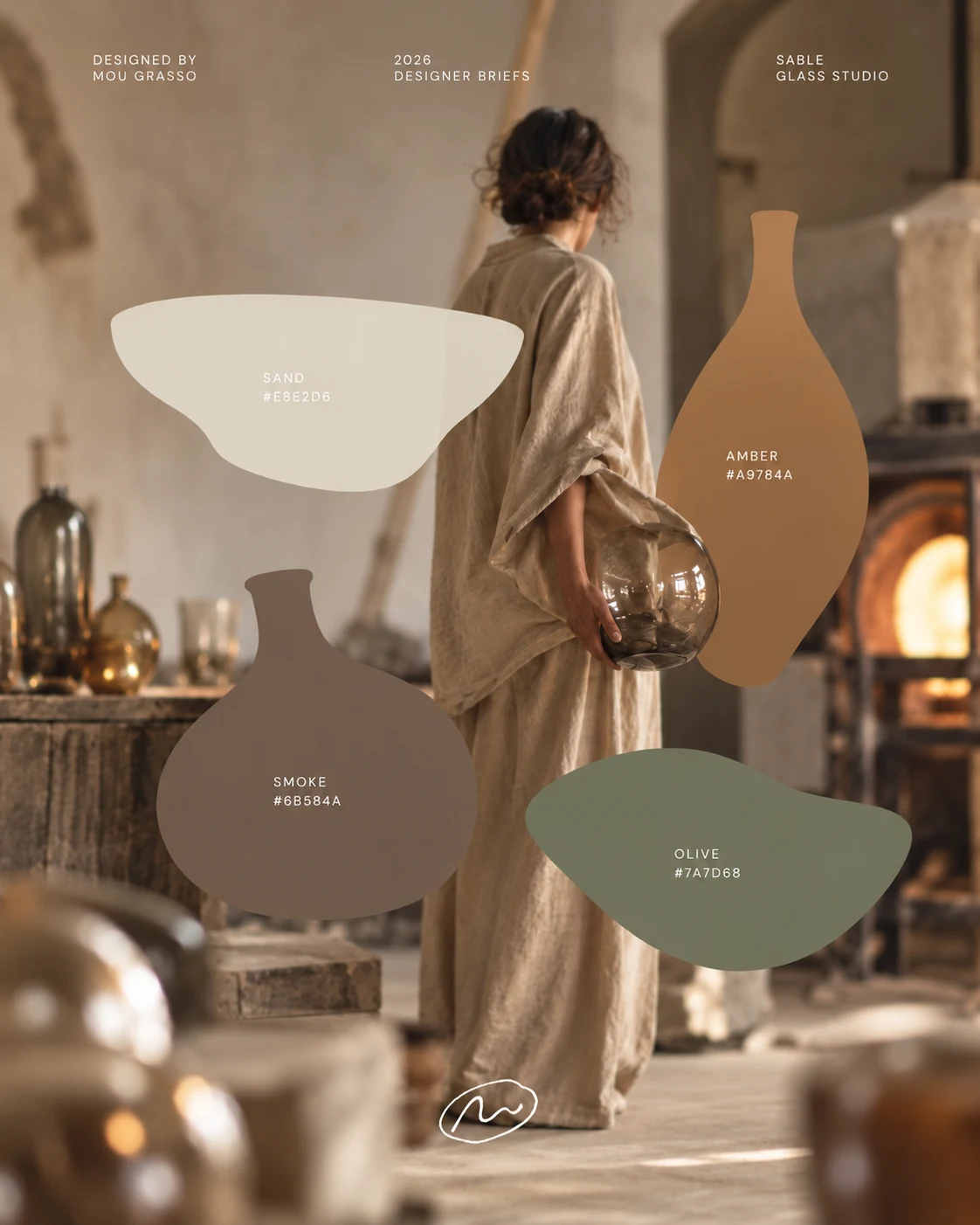 Warm Artisan Glass Studio Moodboard